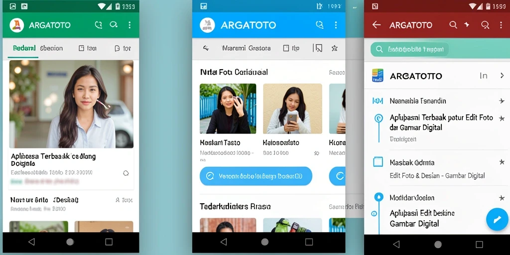 Tampilan antarmuka aplikasi ARGATOTO untuk edit foto dan desain digital.