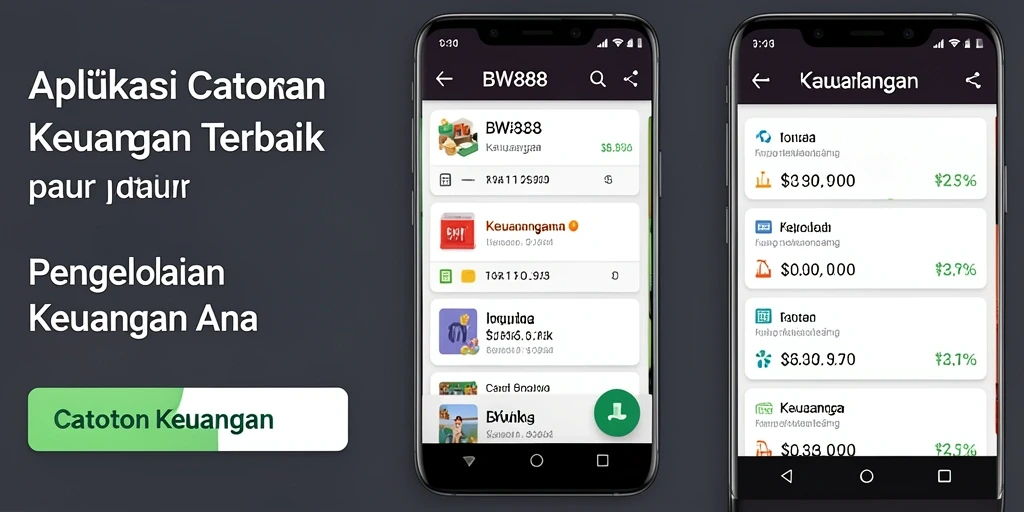 Antarmuka BW888 dengan grafik pengeluaran dan pemasukan yang jelas.
