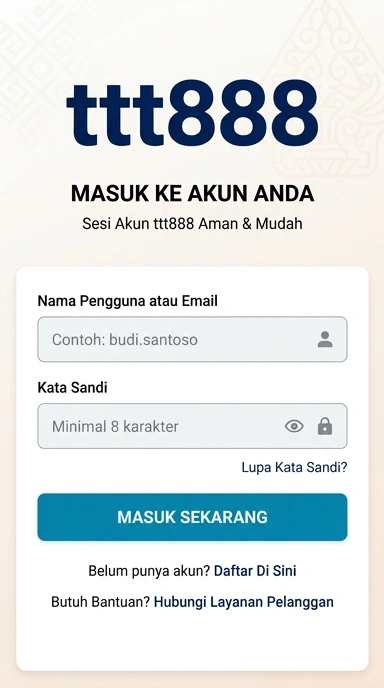 Tampilan halaman login ttt888